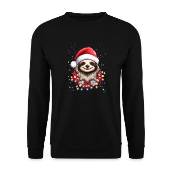 Faules Faultier Weihnachtsdesign für Männer und Frauen - Unisex Pullover - Schwarz - Vorne - Alina (178cm) & Michal (187cm)