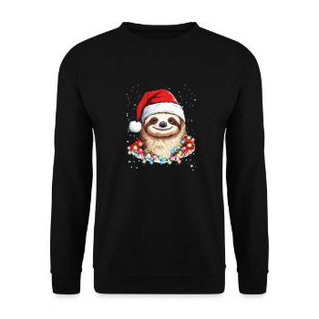Paresseux mignon pour hommes et femmes, Noël paresseux drôle - Sweat-shirt Unisexe - noir - Devant - Alina (178cm) & Michal (187cm)