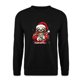 Sloth Christmas, Cute Sloth Christmas Design - Unisex Sweatshirt - black - Front - Alina (178cm) & Michal (187cm)