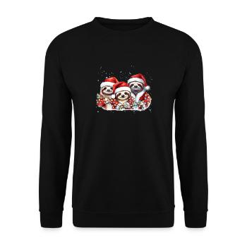 Sloth Family Christmas, Mom, Dad, Baby Sloth Chris - Unisex Sweatshirt - black - Front - Alina (178cm) & Michal (187cm)