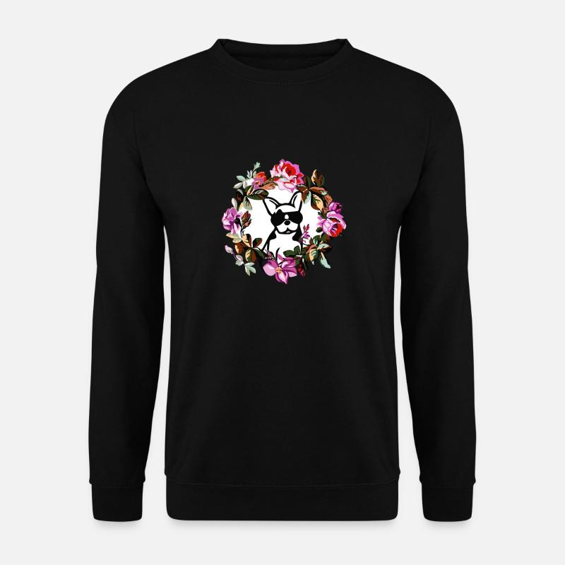 HUND MIT BLUMEN - Unisex Pullover - Schwarz
