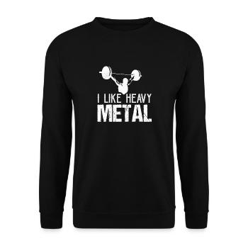 I Like Heavy Metal Weight Lifting Workout Training - Unisex Pullover - Schwarz - Vorne - Alina (178cm) & Michal (187cm)