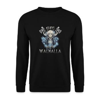 Walhalla Erbe Geschenk für Wikinger Fans - Unisex Pullover - Schwarz - Vorne - Alina (178cm) & Michal (187cm)
