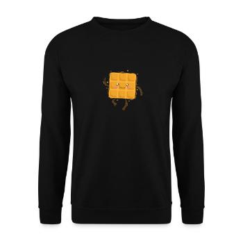 Dancing Waffle Dough Pastry Snack - Unisex Sweatshirt - black - Front - Alina (178cm) & Michal (187cm)