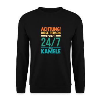 Kamel - Unisex Pullover - Schwarz - Vorne - Alina (178cm) & Michal (187cm)