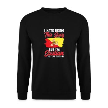 Sicily Flag Italy Sicily - Unisex Sweatshirt - black - Front - Alina (178cm) & Michal (187cm)