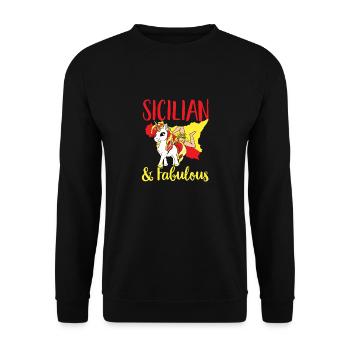 Sicily Flag Italy Sicily - Unisex Sweatshirt - black - Front - Alina (178cm) & Michal (187cm)