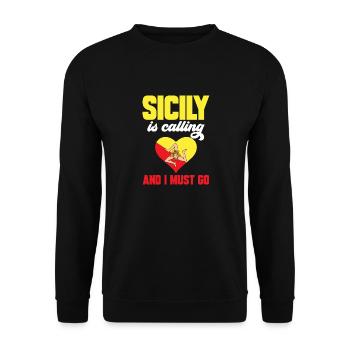 Sicily Flag Italy Sicily - Unisex Sweatshirt - black - Front - Alina (178cm) & Michal (187cm)
