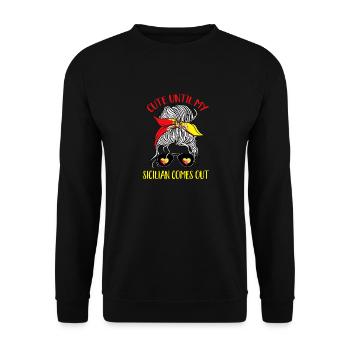 Sicily Flag Italy Sicily - Unisex Sweatshirt - black - Front - Alina (178cm) & Michal (187cm)
