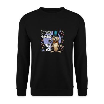 Funny Cute Otter Otterly Pleased To Meet You - Unisex Sweatshirt - black - Front - Alina (178cm) & Michal (187cm)