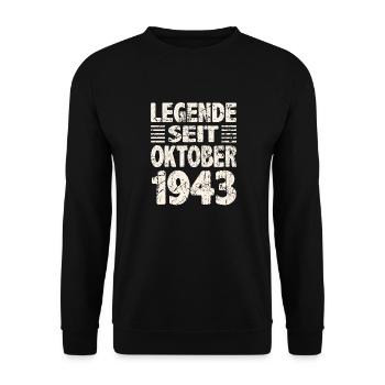Oktober 1943 Legende seit 80 Jahren Mann Frau - Unisex Pullover - Schwarz - Vorne - Alina (178cm) & Michal (187cm)