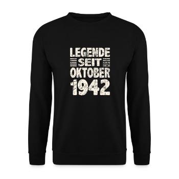 Oktober 1942 Legende seit 81 Jahren Mann Frau - Unisex Pullover - Schwarz - Vorne - Alina (178cm) & Michal (187cm)