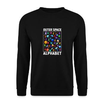 Outer Space Alphabet Kindergarten Lehrer 100 Tage - Unisex Pullover - Schwarz - Vorne - Alina (178cm) & Michal (187cm)