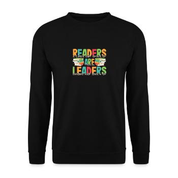 Readers Are Leaders Teachers Book Lover 100 Days - Unisex Sweatshirt - black - Front - Alina (178cm) & Michal (187cm)