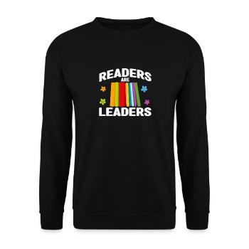 Readers Are Leaders Teachers Book Lover 100 Days - Unisex Sweatshirt - black - Front - Alina (178cm) & Michal (187cm)