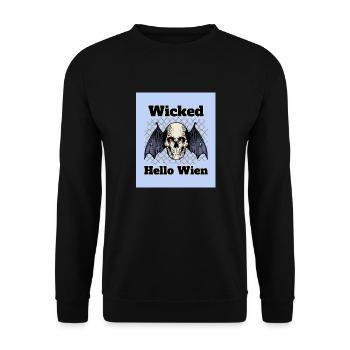 Halloween - Hello Wien - wicked hello wien - Unisex Sweatshirt - black - Front - Alina (178cm) & Michal (187cm)