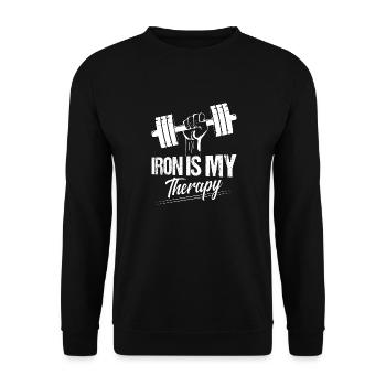Iron Is My Therapy Workout Training Weight Lifting - Unisex Sweatshirt - black - Front - Alina (178cm) & Michal (187cm)