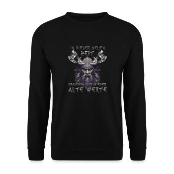 Walhalla Erbe Geschenk für Wikinger Fans - Unisex Pullover - Schwarz - Vorne - Alina (178cm) & Michal (187cm)