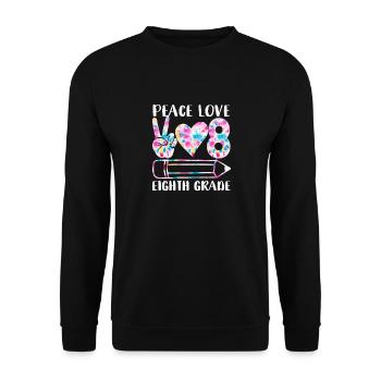 Peace Love Eighth Grade Funny Tie Dye Student - Unisex Sweatshirt - black - Front - Alina (178cm) & Michal (187cm)