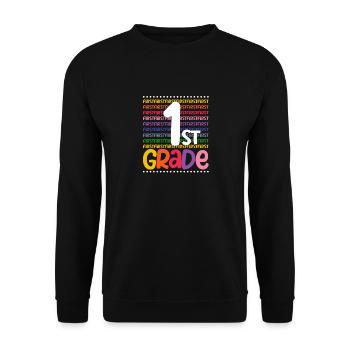 1st grade typography team first graders 100. - Unisex Sweatshirt - black - Front - Alina (178cm) & Michal (187cm)
