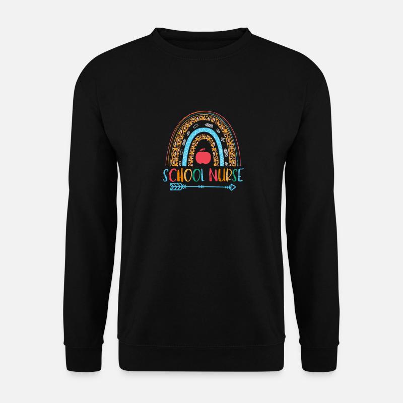 Schulkrankenschwester Regenbogen Leopard - Unisex Pullover - Schwarz