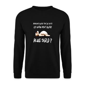 Humour / Procrastination / memes / chien drôle - Sweat-shirt Unisexe - noir - Devant - Alina (178cm) & Michal (187cm)