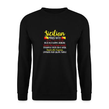 Sizilien Flagge Italien Sizilien - Unisex Pullover - Schwarz - Vorne - Alina (178cm) & Michal (187cm)