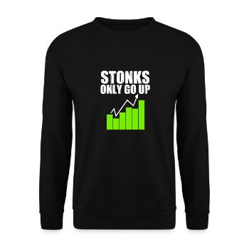 Stonks Only Go Up Parody Stock Market Enthusiasts - Unisex Pullover - Schwarz - Vorne - Alina (178cm) & Michal (187cm)