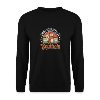 Vintage Easily Distracted By Squirrels Funny Retro - Unisex Sweatshirt - black - Front - Alina (178cm) & Michal (187cm)