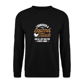 Drôle J’ai survécu à une attaque d’écureuil Cool Forest Ani - Sweat-shirt Unisexe - noir - Devant - Alina (178cm) & Michal (187cm)