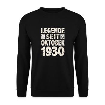 Oktober 1930 Legende seit 93 Jahren Mann Frau - Unisex Pullover - Schwarz - Vorne - Alina (178cm) & Michal (187cm)