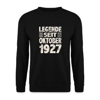 Oktober 1927 Legende seit 96 Jahren Mann Frau - Unisex Pullover - Schwarz - Vorne - Alina (178cm) & Michal (187cm)