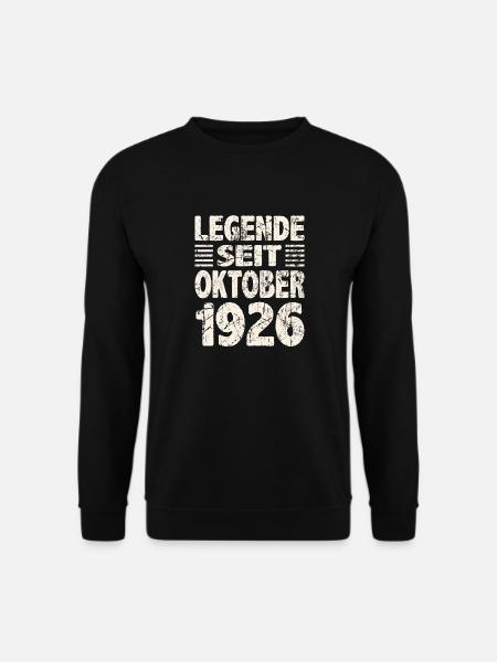 Oktober 1926 Legende seit 97 Jahren Mann Frau - Unisex Pullover - Schwarz