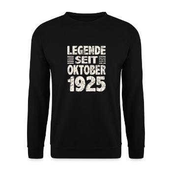 Oktober 1925 Legende seit 98 Jahren Mann Frau - Unisex Pullover - Schwarz - Vorne - Alina (178cm) & Michal (187cm)