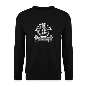 Je ramasse des choses Entraînement d’haltérophilie - Sweat-shirt Unisexe - noir - Devant - Alina (178cm) & Michal (187cm)