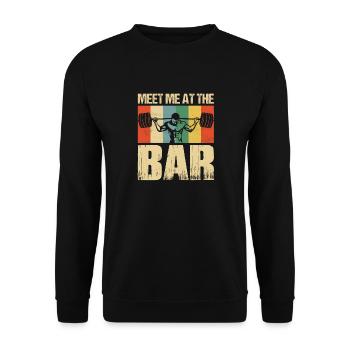 Meet Me At The Bar Workout Training Weight Lifting - Unisex Sweatshirt - black - Front - Alina (178cm) & Michal (187cm)