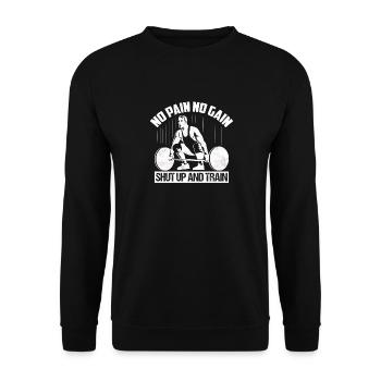 No Pain No Gain Shut Up And Train Weight Lifting W - Unisex Sweatshirt - black - Front - Alina (178cm) & Michal (187cm)
