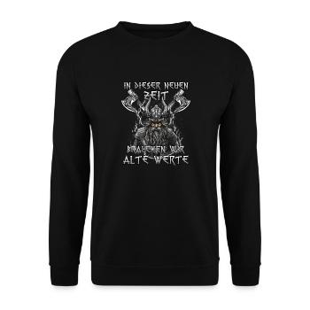 Walhalla Erbe Geschenk für Odin-Fans - Unisex Pullover - Schwarz - Vorne - Alina (178cm) & Michal (187cm)