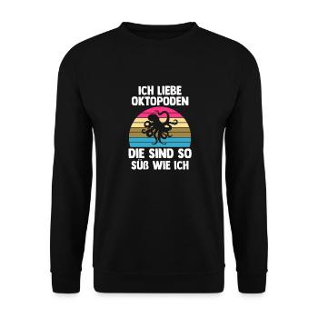 Tintenfisch Oktopus - Unisex Pullover - Schwarz - Vorne - Alina (178cm) & Michal (187cm)