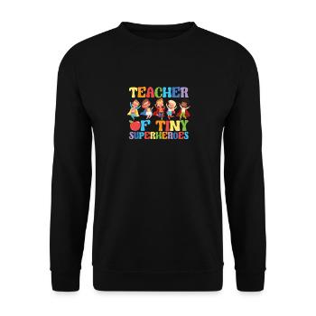 Teacher Of Tiny Superheroes Funny Lessons - Unisex Sweatshirt - black - Front - Alina (178cm) & Michal (187cm)