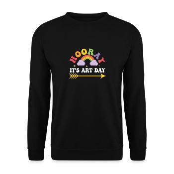 Hooray, it's Art Day Teacher Therapist 100th - Unisex Sweatshirt - black - Front - Alina (178cm) & Michal (187cm)