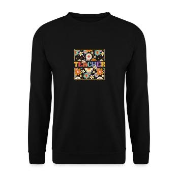 Professeur Retro Groovy Hippies 100e jour d’école - Sweat-shirt Unisexe - noir - Devant - Alina (178cm) & Michal (187cm)