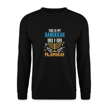 Juif c’est mon pyjama de Hanoukka assorti - Sweat-shirt Unisexe - noir - Devant - Alina (178cm) & Michal (187cm)