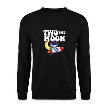 Two The Moon Astronaut Outer Space 2nd Birthday - Unisex Pullover - Schwarz - Vorne - Alina (178cm) & Michal (187cm)