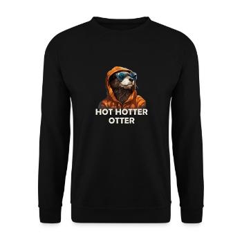 Funny Hot Hotter Otter Saying Ladies and Gentlemen - Unisex Sweatshirt - black - Front - Alina (178cm) & Michal (187cm)