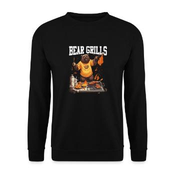 Bear Grills Barbecue BBQ Grillades Camping Sauvage - Sweat-shirt Unisexe - noir - Devant - Alina (178cm) & Michal (187cm)