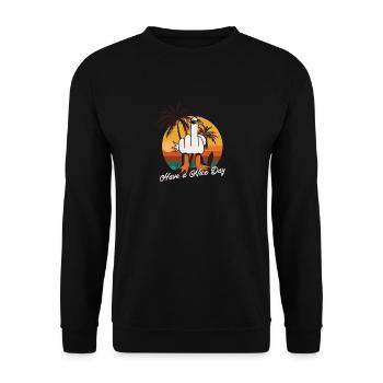 Funny Seagull Middle Finger - Have a Nice Day - Unisex Sweatshirt - black - Front - Alina (178cm) & Michal (187cm)
