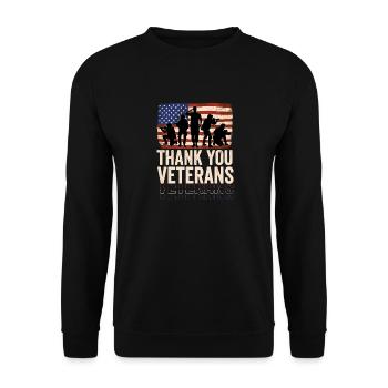 Patriotique MERCI AUX ANCIENS COMBATTANTS et aux soldats - Sweat-shirt Unisexe - noir - Devant - Alina (178cm) & Michal (187cm)
