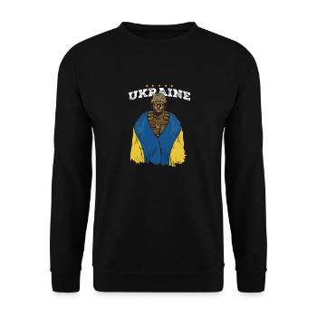 Ukrainisches Tryzub-Symbol - Ukrainischer Dreizack - Unisex Pullover - Schwarz - Vorne - Alina (178cm) & Michal (187cm)