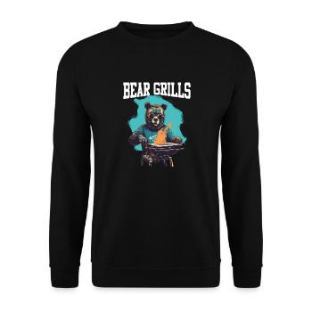 Bear Grills Barbecue BBQ Grillades Camping Sauvage - Sweat-shirt Unisexe - noir - Devant - Alina (178cm) & Michal (187cm)